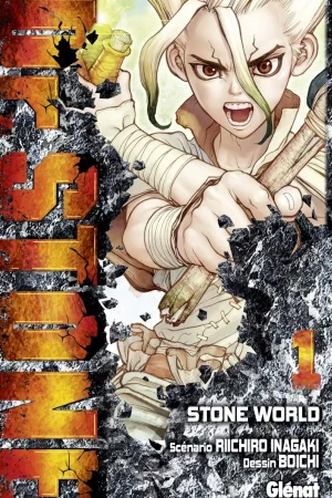 Le manga shōnen Dr. Stone écrit par Riichirō Inagaki et dessiné par Boichi